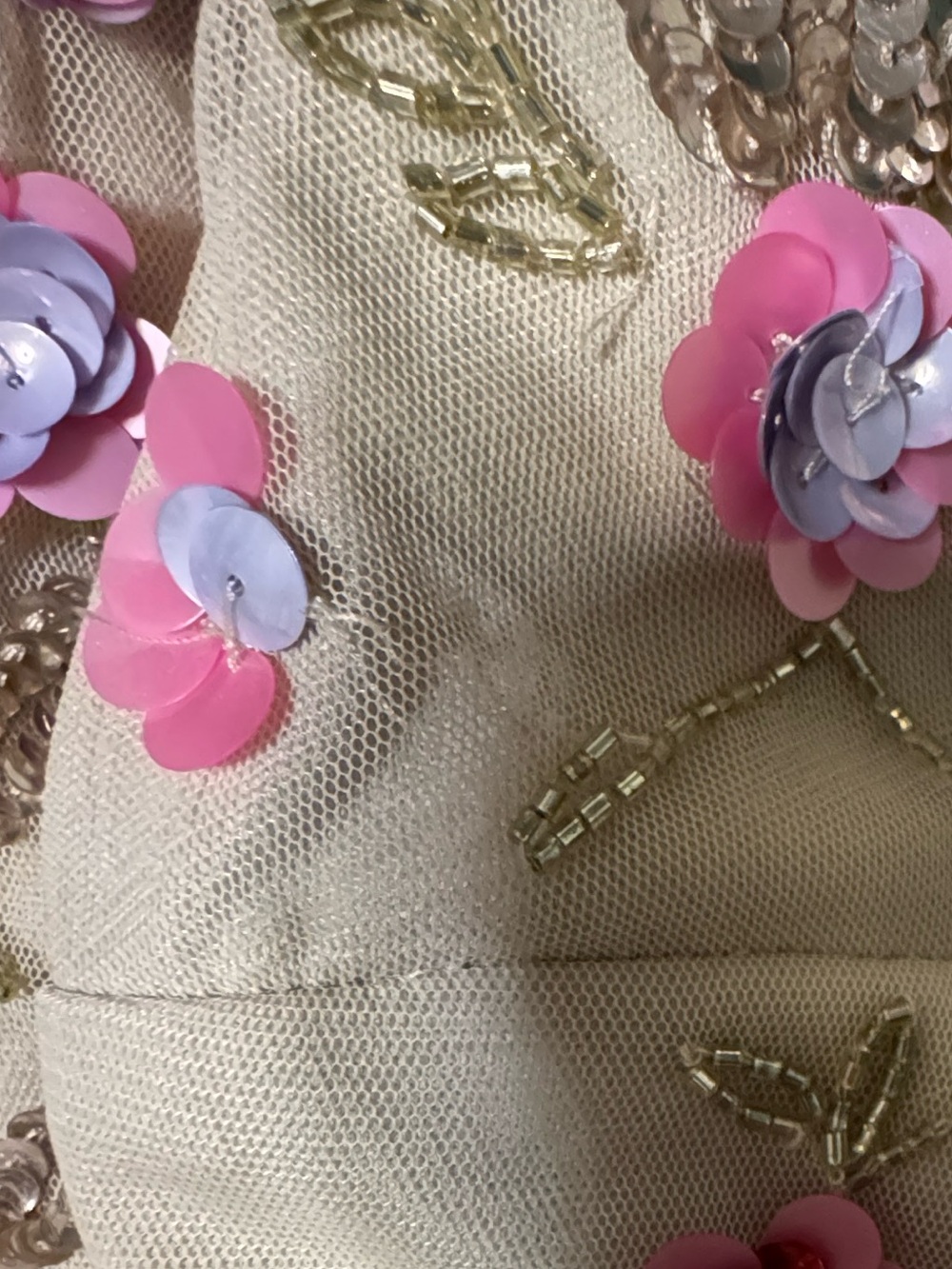 ADRIANNA PAPELL Multi Beaded Floral Dress. Ivory with flowers. Size 8. NWT.READ. - Picture 10 of 13